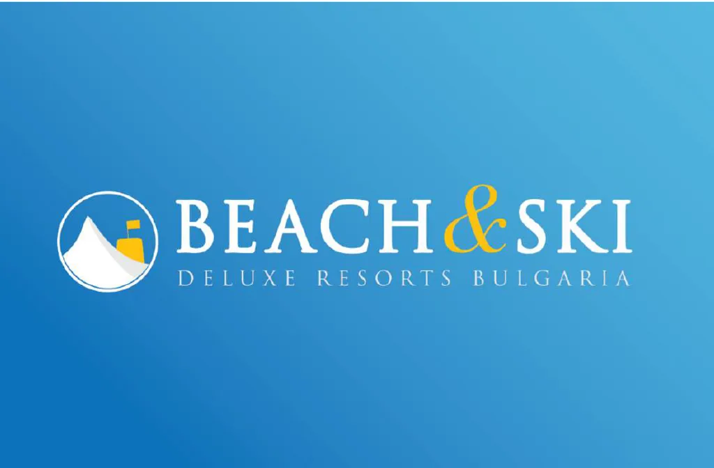 A logo for 'Beach & Ski' deluxe resorts in Bulgaria. Example of branding identity design.